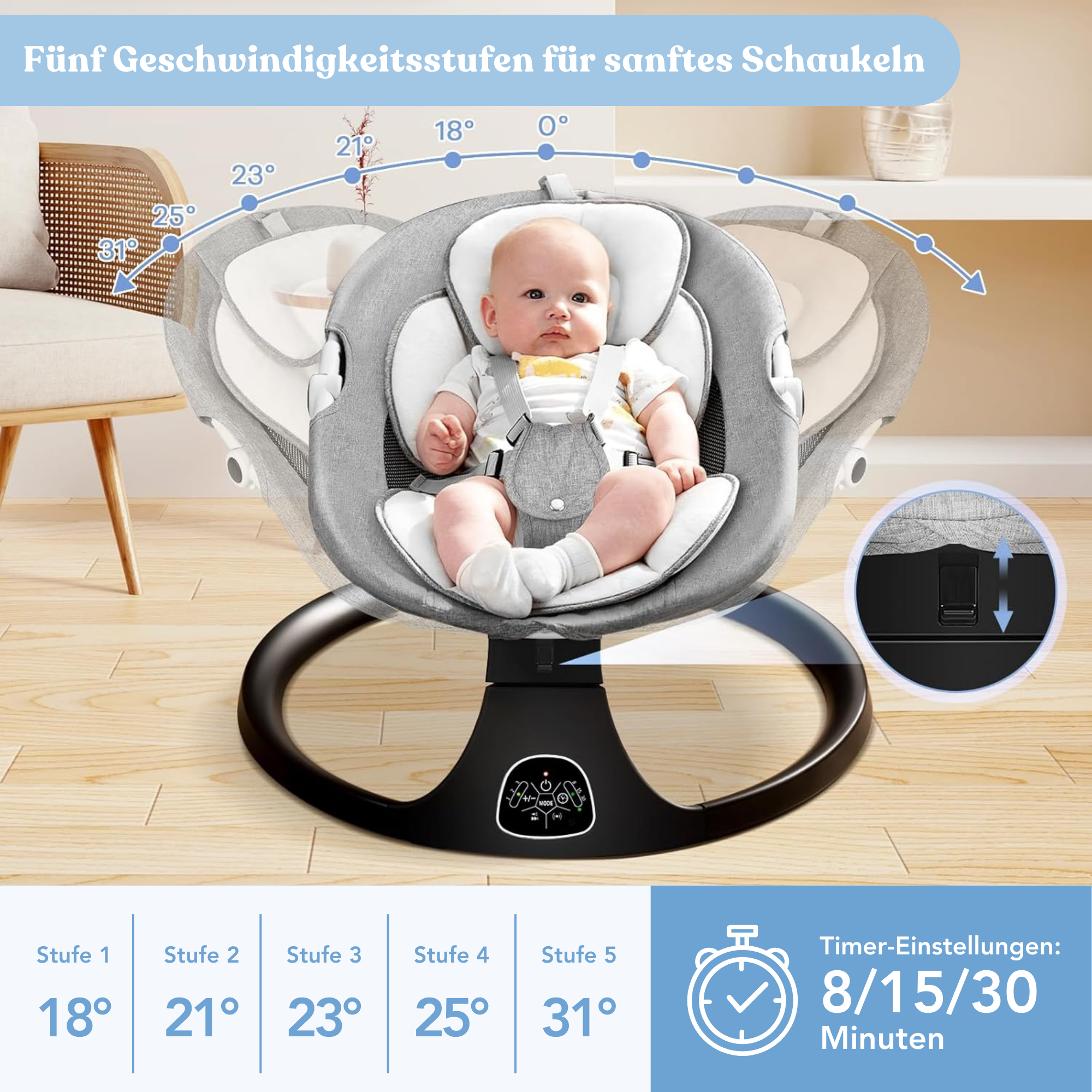 Babywippe mit Schaukelfunktion