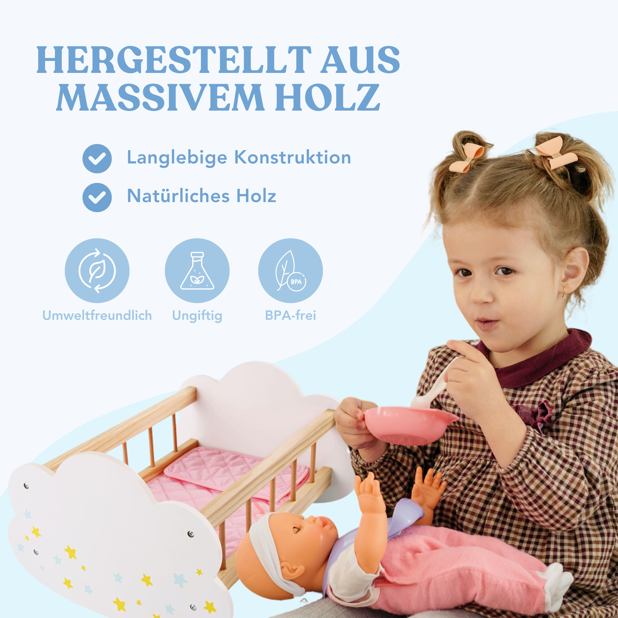 Puppenbett aus Holz